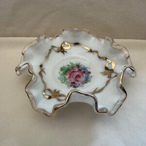 Vintage Ruffled Glass Candy Dish